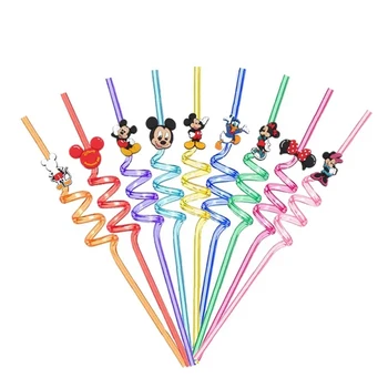 12pcs Mickey Mouse Salmiņiem Atkārtoti Plastmasas Dzeramā Salmiņi Bērniem Dzimšanas dienas ballīti Dekoru, Puses dod priekšroku, Baby Dušas Piederumi