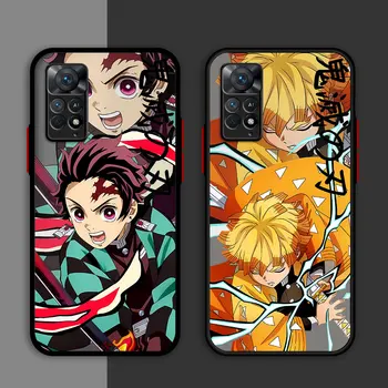 Anime Demon Slayer Phone Gadījumā Xiaomi Redmi, Ņemiet vērā, 10S 11T 8T 10 Pro 9S 11S 12S 9 8 Pro 7 11 Pro 12 12 Matēts Bruņas Capa Vāciņu