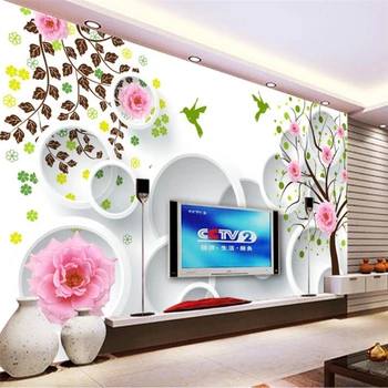 beibehang 3d sapņu koku, rožu 3D TV dīvāns fons pasūtījuma liels sienas zaļa zīda tapetes papel de parede para channel