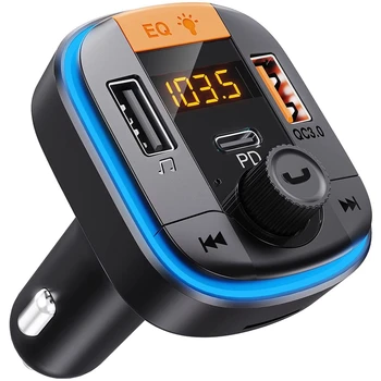 Bluetooth 5.0 FM Raidītājs Adapteris Ar PD20W+QC3.0 Dual Ātra Uzlāde Bezvadu Radio Audio Uztvērēju Auto MP3 Atskaņotājs