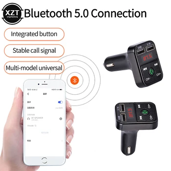 Brīvroku Automašīnas Komplekts Bezvadu Bluetooth saderīgu 5.0 FM Raidītājs LCD MP3 Atskaņotāju, Auto Piederumi Dual USB Lādētājs FM Modulators