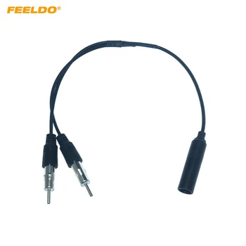 FEELDO Auto Stereo Audio Vads ir Radio Antena, Alumīnija Plug 2, 1 Pagarinājums Auto FM/AM Antenas Kabeļa Adapteris