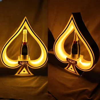 Uzlādējams Krāsu, Mirgo Vīna Pudeles Turētājs Display Rack Neona Zīme Šampanieti Glorifier LED Ace of Lāpsta VIP Pudeli Vadītājs