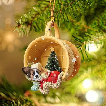 Ziemassvētku Puse Prop Svētku Ziemassvētku Suns Kulons ar Siksniņa Ziemassvētki Motīvu Rotājumu Partiju Dekoru, kas Spilgti Krāsu Karājas Prop